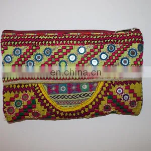 CLASSIC KUTCH BANJARA GYPSY TRIBE TRADITIONAL MIRROR EMB POUCH HAND BAG thumbnail-1