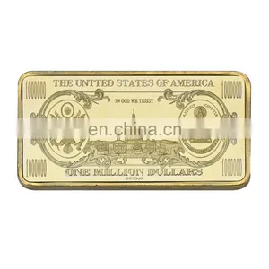 WR One Million 24k Bill Note Gold Bar Quality 999.9 Gold Banknote Metal Bars With Plastic Case for Souvenir Gifts thumbnail-3