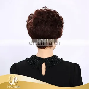 Cheap 2/33# Color Short Human Hair Machine Made Wig for Young Women thumbnail-3
