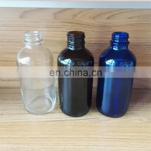 Stock 4 Ounce 4oz 120ml Amber Clear Blue Glass Boston Bottle thumbnail-1