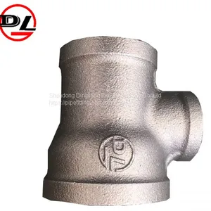 Black Malleable Iron Pipe Fittings Reducing Tee thumbnail-2