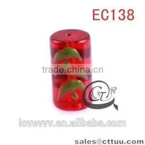 AAA 10mm Fashion Cylinder Red Acrylic Bead EC138(DIY) thumbnail-1