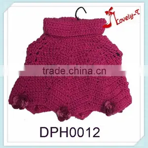 Handmade Flower Embroidery Cable Knit Poncho Sweater Patterns Crochet Poncho With Mandarin Collar thumbnail-1