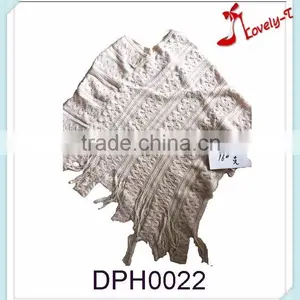 Wholesale Women Hand Knitted Thin Light Fashion Acrylic Poncho Shawl With Tassels thumbnail-1