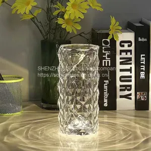 Wholesale Romantic Bedside 16 Color RGB Remote Control Crystal Rose Diamond Table Lamp Rechargeable Usb Touch Night Light thumbnail-3