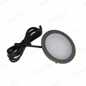 Linkable Under Cabinet LED Lighting Hard Wire 12V Slim Aluminum Dimmable Puck Lights With Wireless Controller for Ambiance Lighting(6 Lights, Daylight White, NO Wall Plug) thumbnail-4