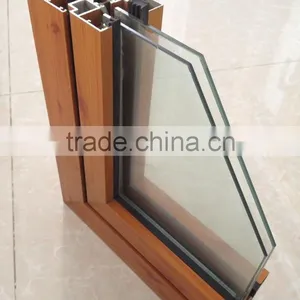 Wooden Color Aluminium Casement Windows Grill Design thumbnail-4