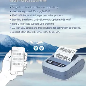 Wholesale USB+Bluetooth Stardard Version Mini Label Printer 80mm Portable Printer for Retail thumbnail-1