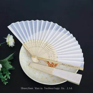Portable Carved Bamboo Hand Fans for Weddings Folk Art Painted Design Folding Hand Fan thumbnail-1