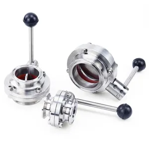 Food Grade Stainless Steel Butterfly Valve Welded Manual Sanitary Welding Powder Butterfly Valve for Milk Tank thumbnail-2
