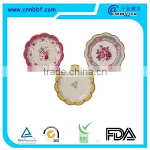 Luxury Lace Round Paper Plate With Golden Rim for Party Quality Choice thumbnail-2