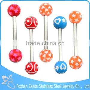 Factory Wholesale Piercing Surgical Steel Woman Loves Printed Logo Tongue Ring thumbnail-6