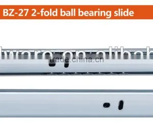 27mm Width 2-fold Ball Bearing Drawer Slide Zince Plate thumbnail-1