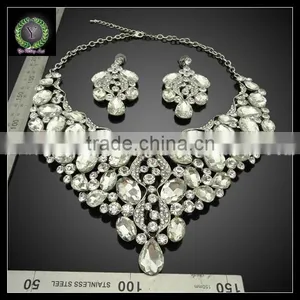 Fashion Design Gold Plated Necklaces and Earrings With Crystal Statement Jewelry Sets KHK728 thumbnail-2