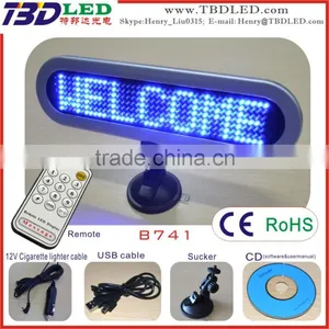 5V USB/12V DC Blue 7*41 Mini Led Car Message Sign With Remote thumbnail-1