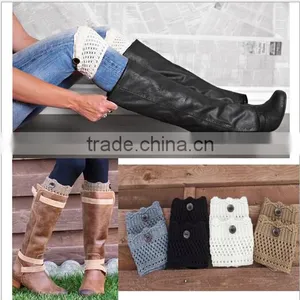 New Arrival Europe&American Knitted Leg Warmers Hollow Piles Womens Leg Warmers With Buttons thumbnail-1