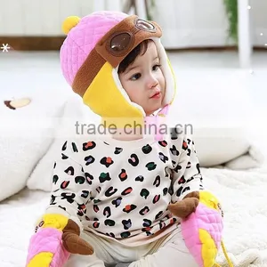 Plush Children's Hat ,Head Warmer, Pilot Hat,Ball Set, Hat Plane Pattern ,Pattern thumbnail-1