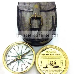 Nautical Brass Titanic Compass - Marine Gift With Leather Box 13530 thumbnail-5