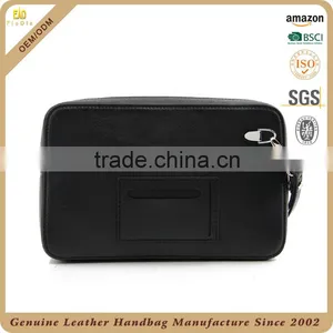 CSQJB162-001 Two Zipper Pocket Multifunctional Men Leather Wrist Clucth Bag thumbnail-2
