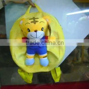 Stuffed and Promotional Soft Tiger Animal Toy Plush Backpack With Pompom for Children thumbnail-1