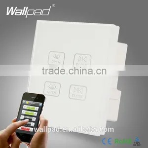 Androd/IOS 4 Gang Curtain Switch Wallpad White Glass Wireless Touch WIFI Controlled Double Curtain Window Blinder Power Switch Quality Choice thumbnail-1