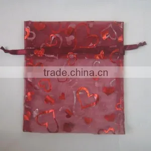 HOT SALE Silk Screen Printing Red Wedding Organza Bag thumbnail-1