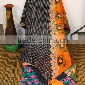 Sari Kantha Quilt Vintage Quilt Indian Twin Throw Kantha Throw thumbnail-3