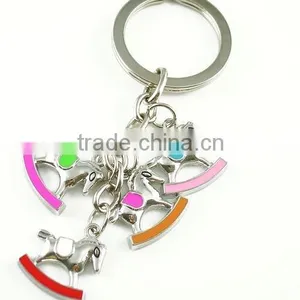 Fashion Key Chain With Colorful Wooden Horse Pendant Style Zinc Alloy thumbnail-1