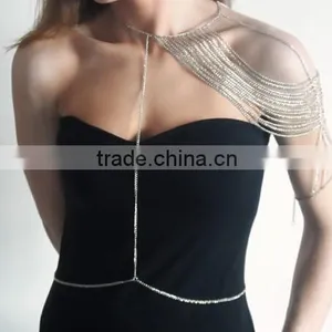 Wedding Bridal Women Crystal Rhinestone Shoulder Body Chain Necklace Jewelry thumbnail-2