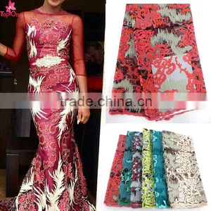 Wholesale Guangzhou Tulle Lace Fabric/New Lace Dress Fabric/High Quality Cord Lace Fabric thumbnail-1