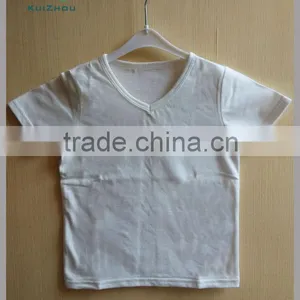 Solid Color Boy's V Neck Plain White Baby t Shirt thumbnail-1