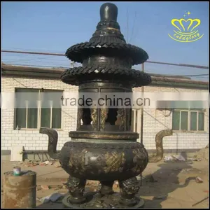 The Bronze Censer Temple Round Rectangle Copper Incense Burner thumbnail-3