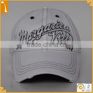 Wholasale Custom Unisex Distressd White Unstrctured Curved 3D Embroidered 6-panel 100%cotton Baseball Cap thumbnail-1