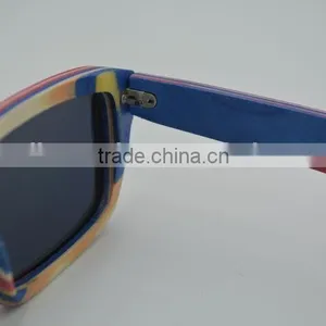 2015 New Fashion Recycled Skateboard Wood Sunglasses Frame Outisdie Black Inside Red Sunglasses Mens Polarized Sunglasses thumbnail-6