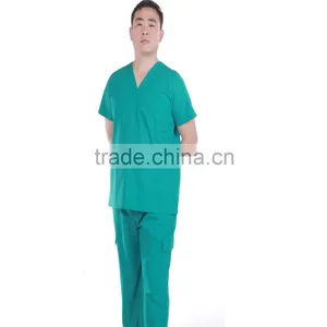 2016 HotSelling Fashion Style Plain Woven Hospital Use OEM/cheap Medical Polyester Cotton Short Sleeve Scrubs With High Quality thumbnail-2
