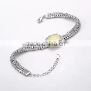 Fashion 925 Sterling Silver Big White AAA Zircon Prong Setting Bracelet thumbnail-3