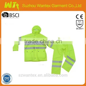 New Design Hot hi Vis 100% Polyester Safety Rainsuits Raincoat/suits thumbnail-1