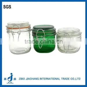 Colored Glass Jars With Glass Clamp Lid thumbnail-1