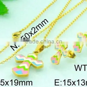 Colorful Jewelry Sets With Cross Pendant Set Pendant And Earring Gold thumbnail-1