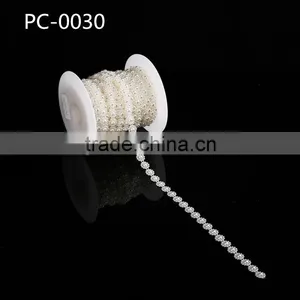 2016 Bling Bling Decorative Rhinestone Trim Pearl Bridal Head Rhinestone Chain thumbnail-1