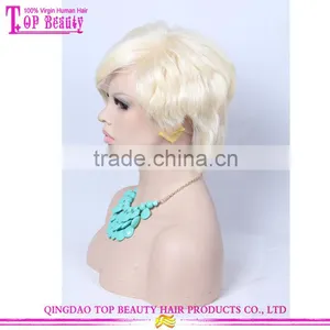 Fashion 8" Short Hair Cut Ombre 613 Blonde Brazilian Human Virgin Hair Bob Lace Wig thumbnail-2