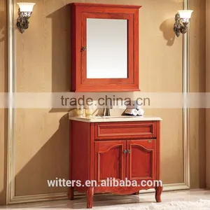 WTS-822TLO 32-Inch Marble Stone Top Single Sink Bathroom Vanity With Red Oak Finish Cabinet thumbnail-1