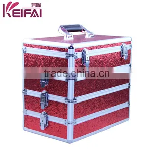 Personalized Most Popular Products Red Sequin PU Antique Professional Cosmetic Case thumbnail-1