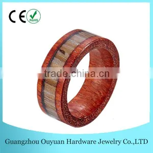 8MM New Natural Wood Ring, Red Wood Ring With Wood Inlay, Real Wood Ring thumbnail-1