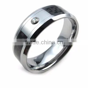 Fashion Men's Jewelry Tungsten Ring With Crystal Rhinestone thumbnail-2