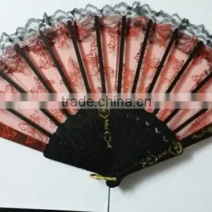 Gift Lady Hand Fan Party Used Silk Fan Lace Border thumbnail-1