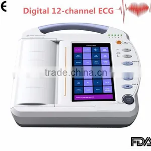 CE &ISO13485 Approved Digital 12-channel Touch Screen Color Electrocardiograph ECG EKG Machine thumbnail-1