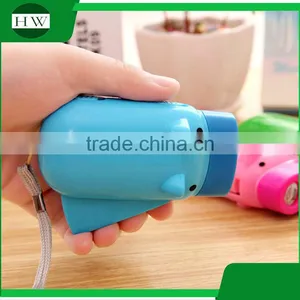 Cartoon Pig Animal Eco Mini Portable Plastic Hand Crank Pressing Led Torch Flashlight With Rope thumbnail-1