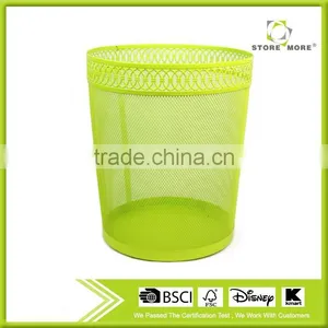 Hot Sale Round Metal Mesh Waste Bin for Home and Office/yellow Promotional Wastebin for Household thumbnail-1