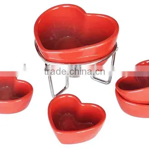 Ceramic Fondue Set With Stainless Steel Stand thumbnail-1